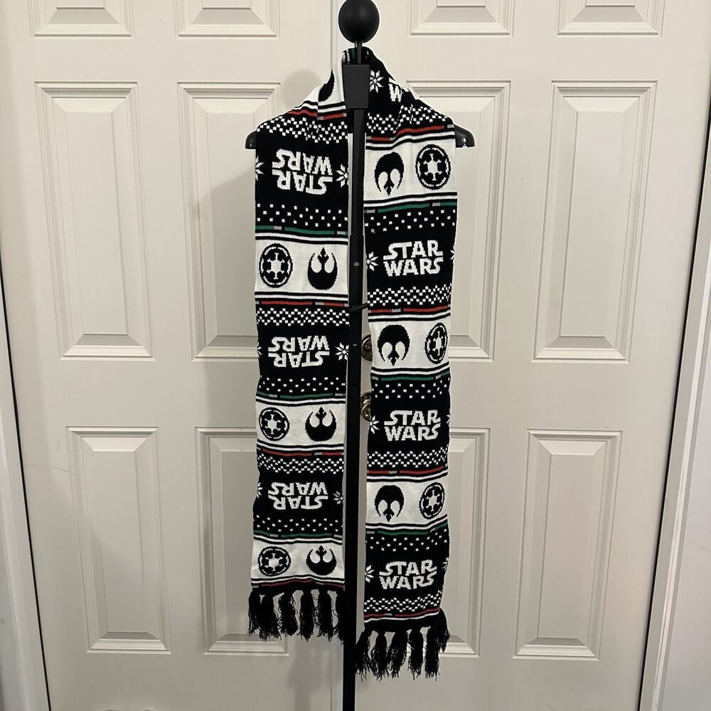 STAR WARS Loot Crate 80” Jacquard Unisex Rebel Knit Scarf Black White Red Green